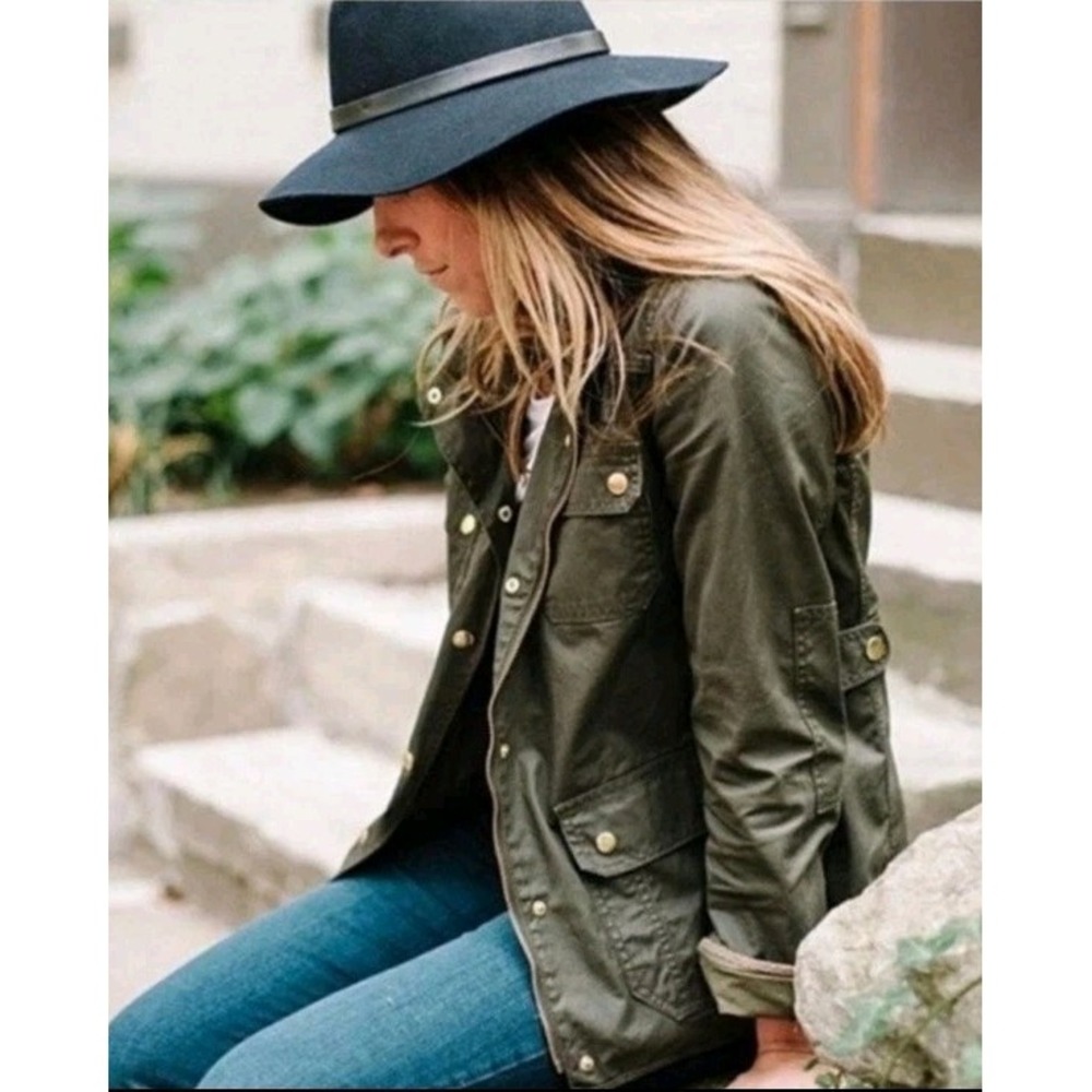 J. Crew Women's Relaxed Waxed Barn Boyfriend Downtown Field Jacket Utility S